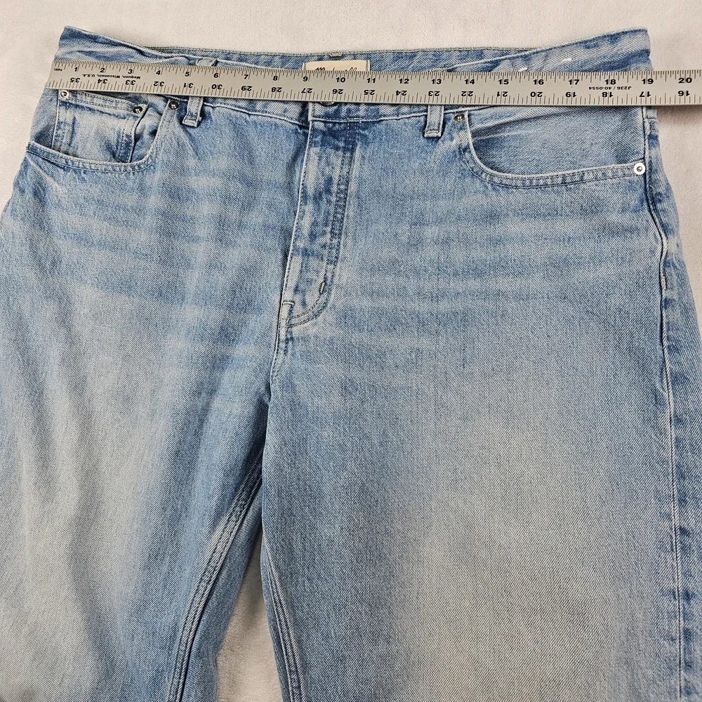 Madewell The Darted Barrel-Leg Jean Womens 32 Boho Distressed Raw Fray Hem Relax